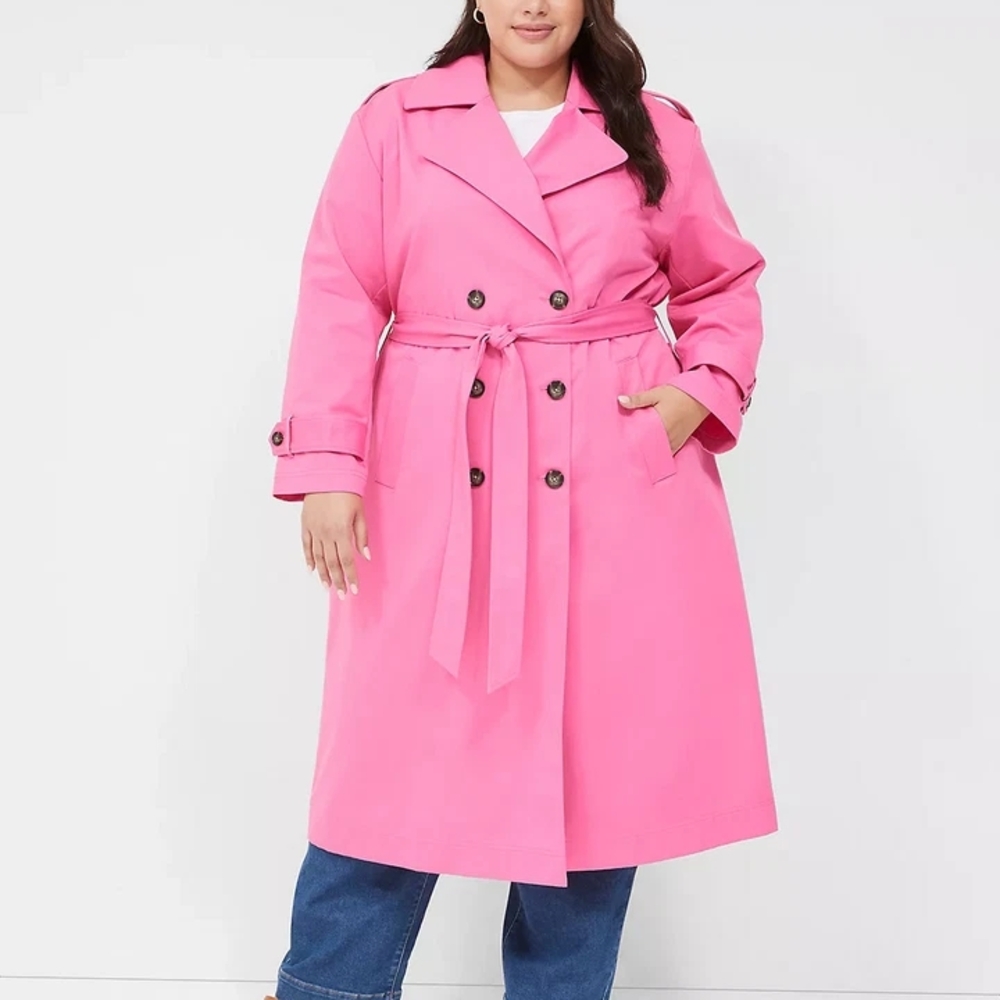 Lane Bryant Pink Trench Coat with Belt